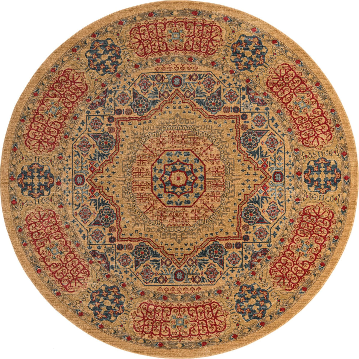 Ottoman Elegance Collection Area Rug -  Ephesus Round Beige  lifestyle 39