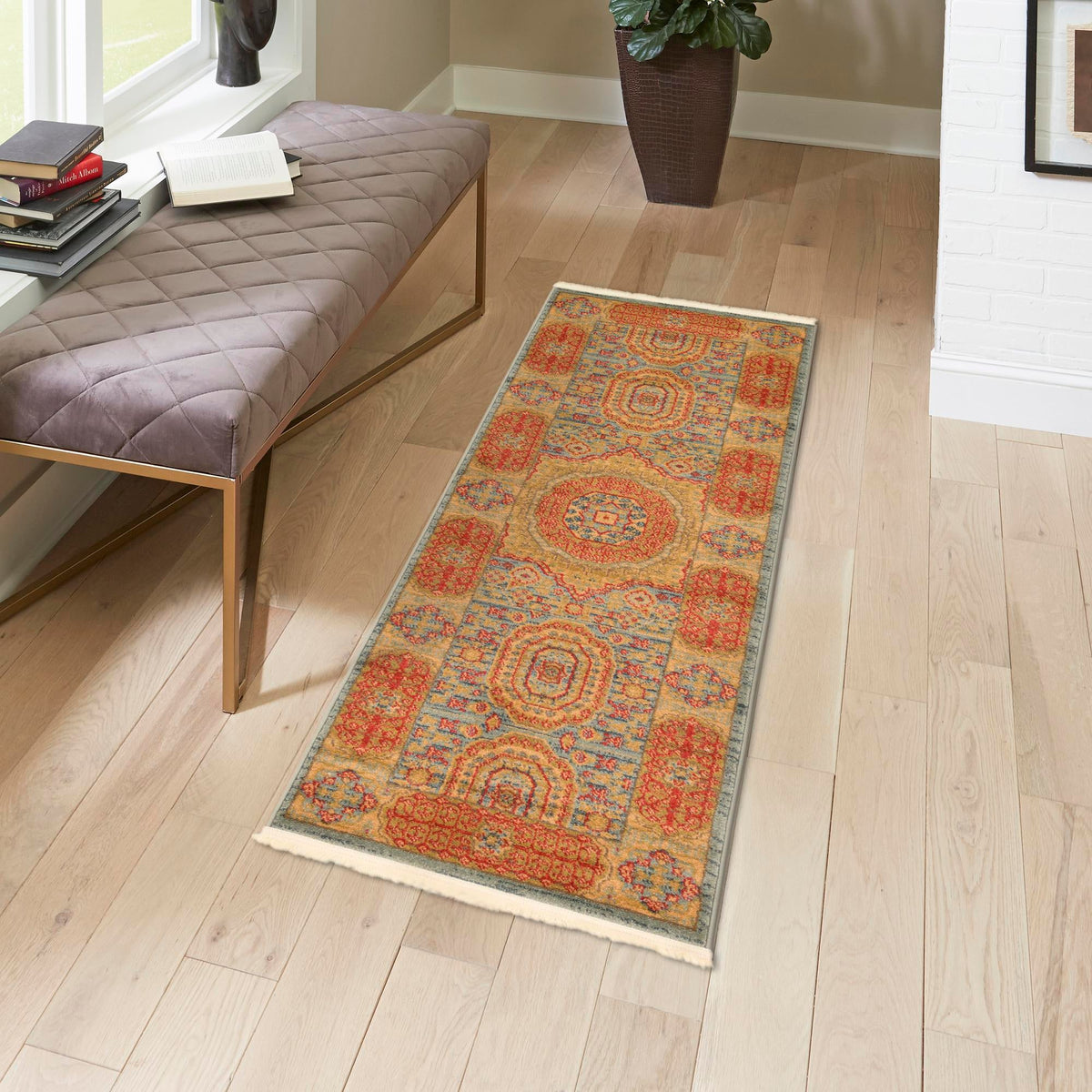 Ottoman Elegance Collection Area Rug -  Ephesus Runner Light Blue  lifestyle 110