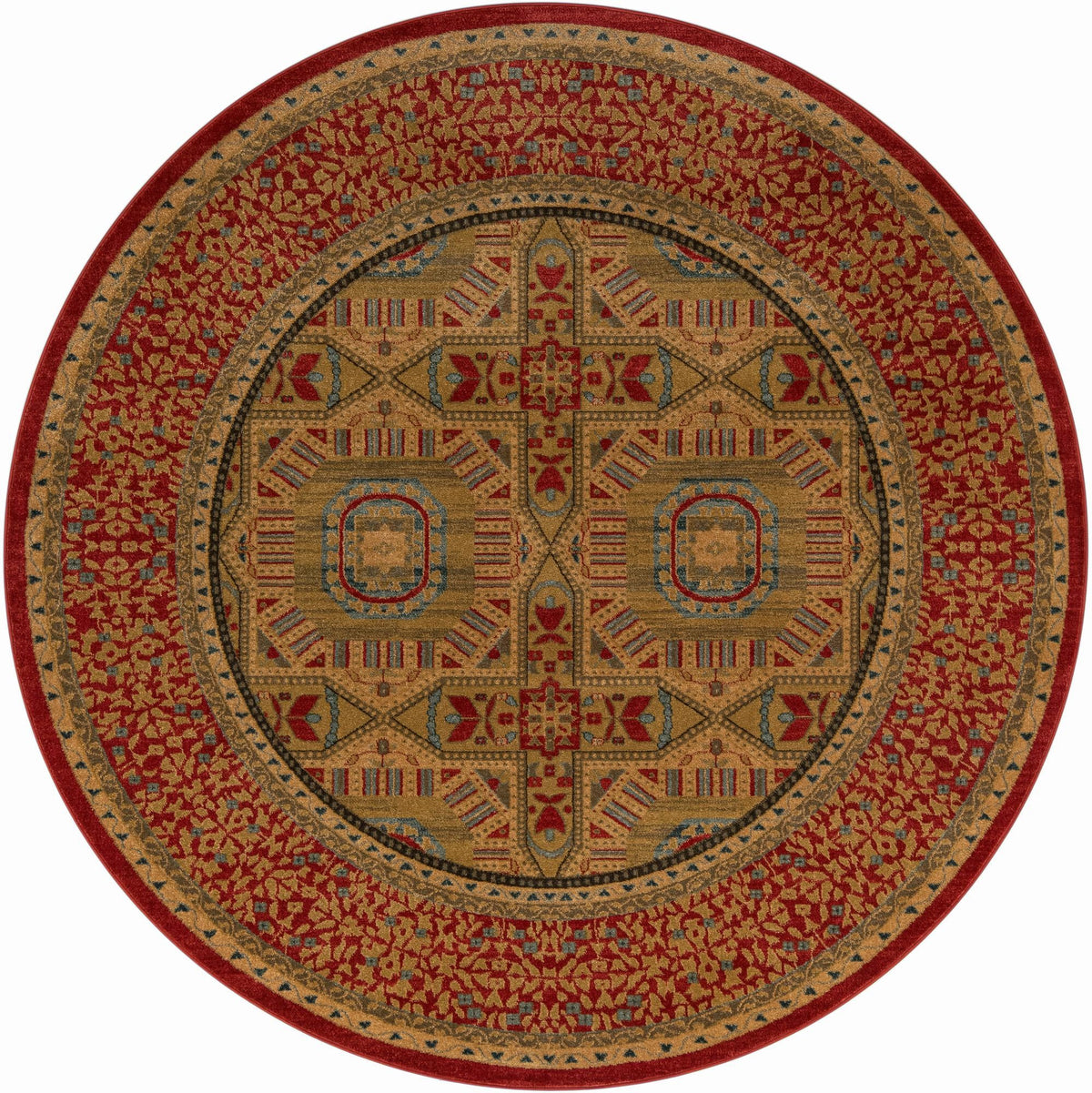 Ottoman Elegance Collection Area Rug -  Galata Round Red  lifestyle 27