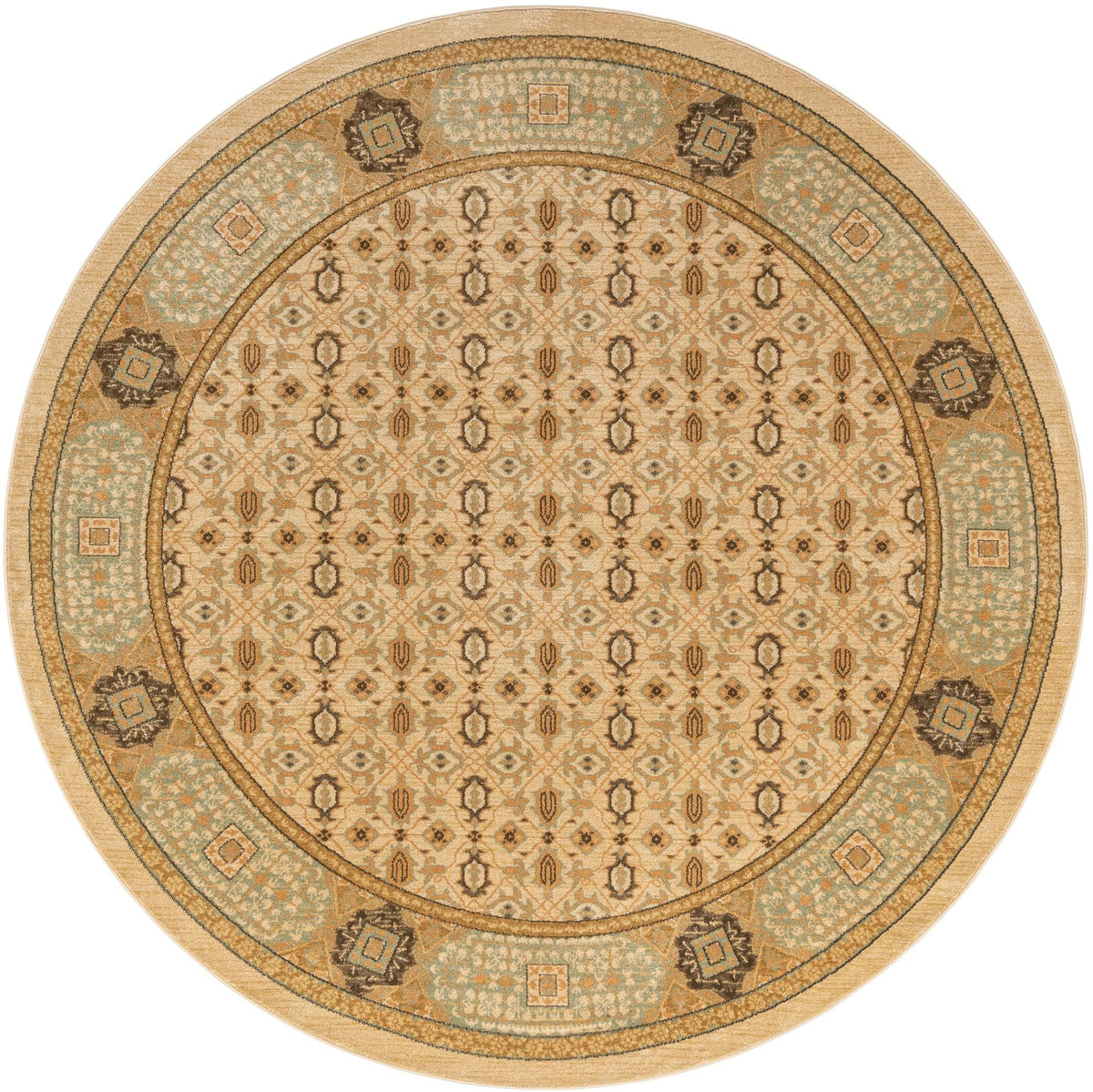 Ottoman Elegance Collection Area Rug -  Pamukkale Round Cream  lifestyle 78