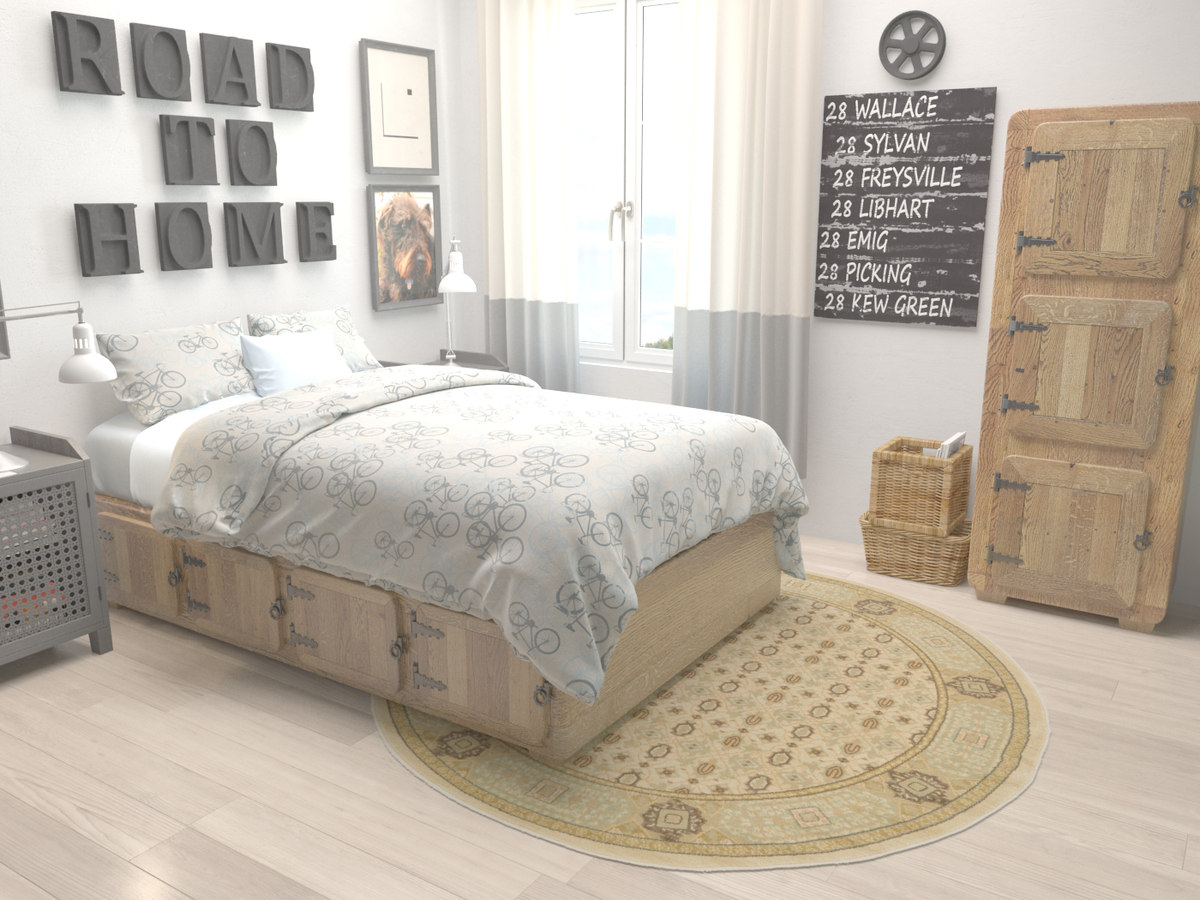 Ottoman Elegance Collection Area Rug -  Pamukkale Round Cream  lifestyle 79