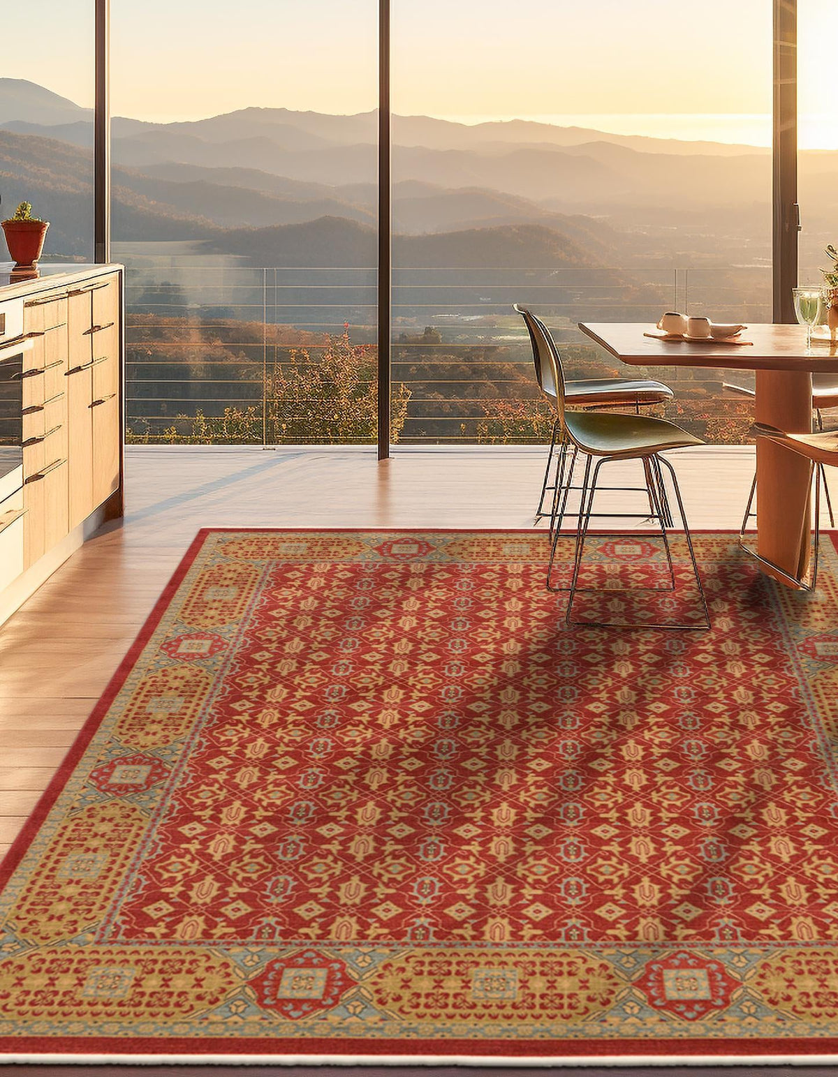 Ottoman Elegance Collection Area Rug -  Pamukkale Rectangle Red  lifestyle 8