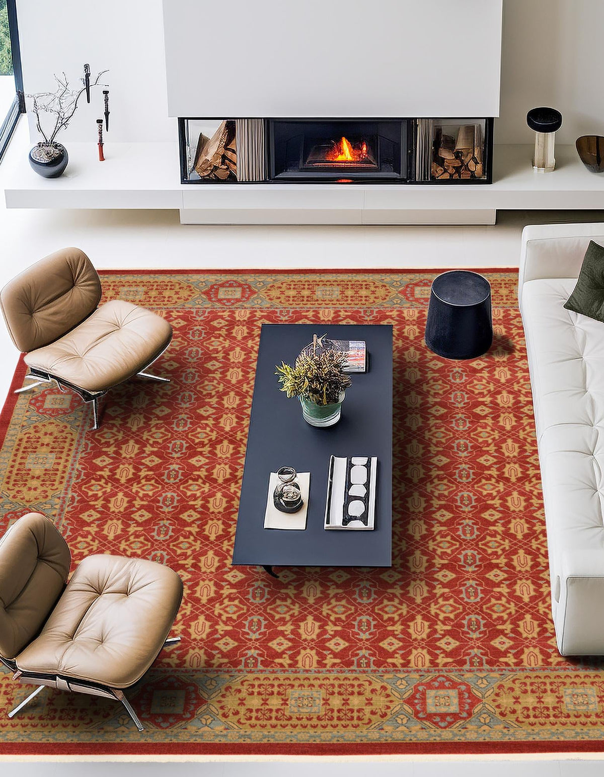 Ottoman Elegance Collection Area Rug -  Pamukkale Rectangle Red  lifestyle 19