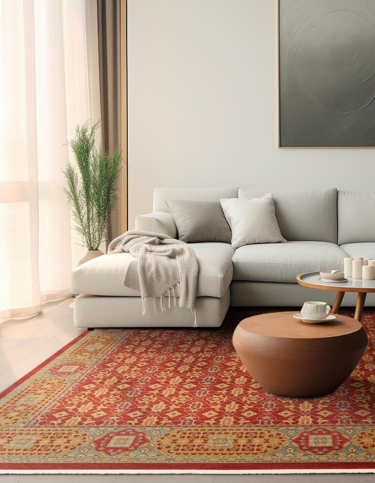 Ottoman Elegance Collection Area Rug -  Pamukkale Rectangle Red  lifestyle 27