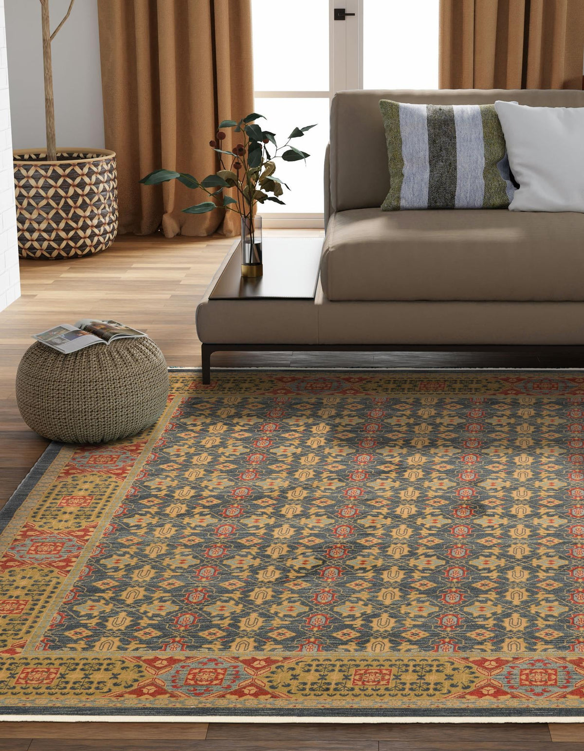 Ottoman Elegance Collection Area Rug -  Pamukkale Rectangle Navy Blue  lifestyle 5