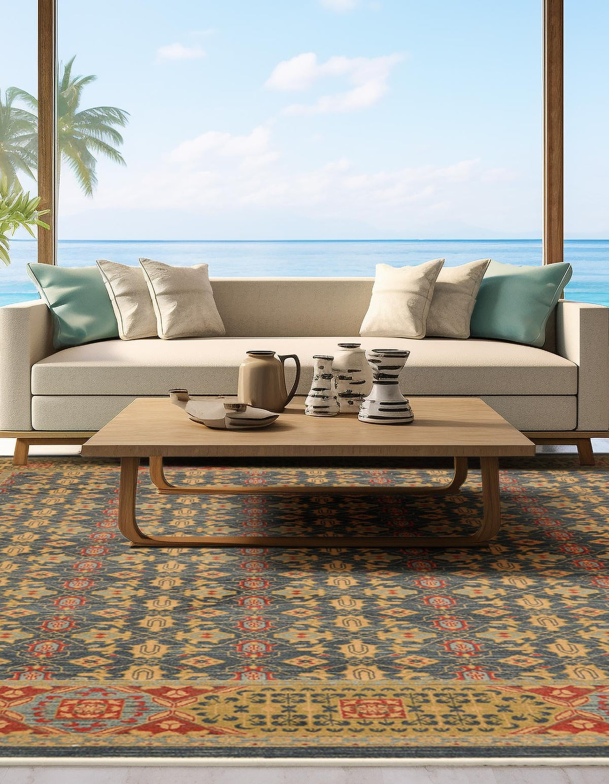 Ottoman Elegance Collection Area Rug -  Pamukkale Rectangle Navy Blue  lifestyle 10