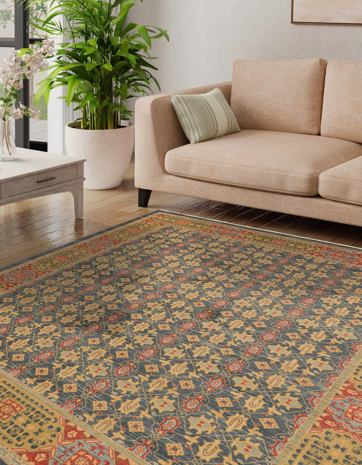 Ottoman Elegance Collection Area Rug -  Pamukkale Rectangle Navy Blue  lifestyle 19