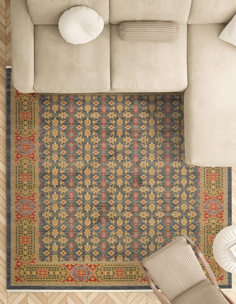 Ottoman Elegance Collection Area Rug -  Pamukkale Rectangle Navy Blue  lifestyle 60