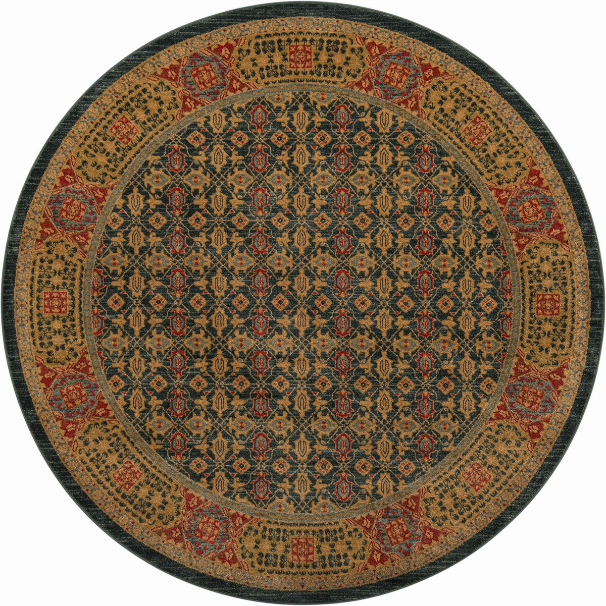 Ottoman Elegance Collection Area Rug -  Pamukkale Round Navy Blue  lifestyle 67