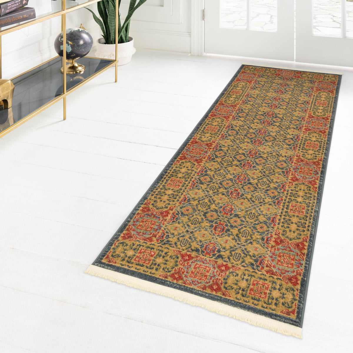 Ottoman Elegance Collection Area Rug -  Pamukkale Runner Navy Blue  lifestyle 101