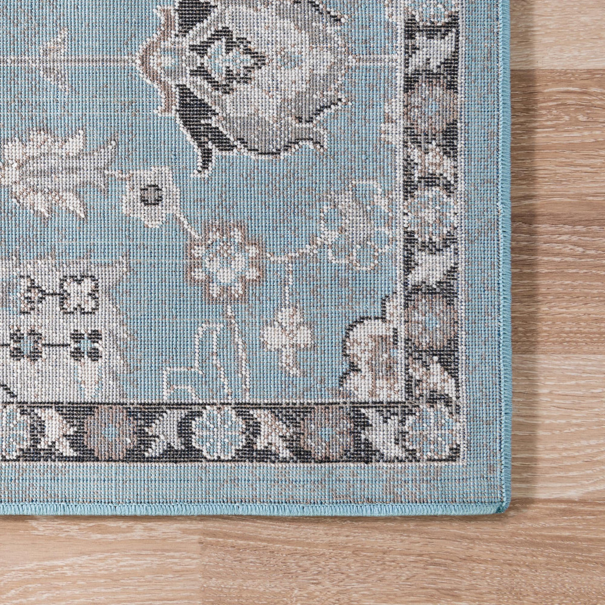 Antique Tapestry Collection Area Rug - Versailles Square Light Blue  lifestyle 44