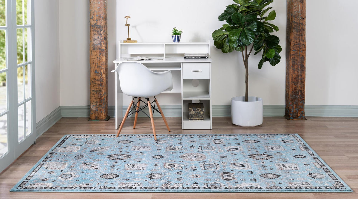 Antique Tapestry Collection Area Rug - Versailles Rectangle Light Blue  lifestyle 7