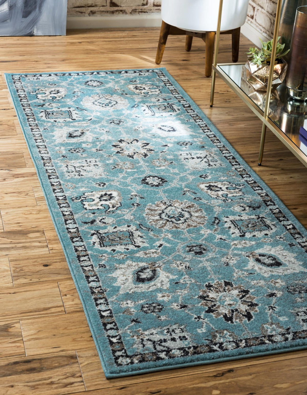 Antique Tapestry Collection Area Rug - Versailles Runner Light Blue  lifestyle 25