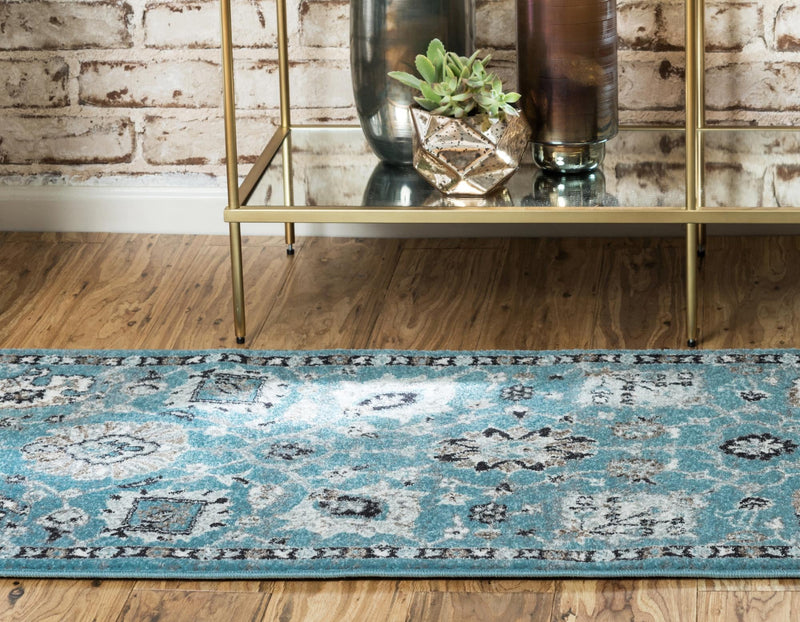 Antique Tapestry Collection Area Rug - Versailles Runner Light Blue  lifestyle 30
