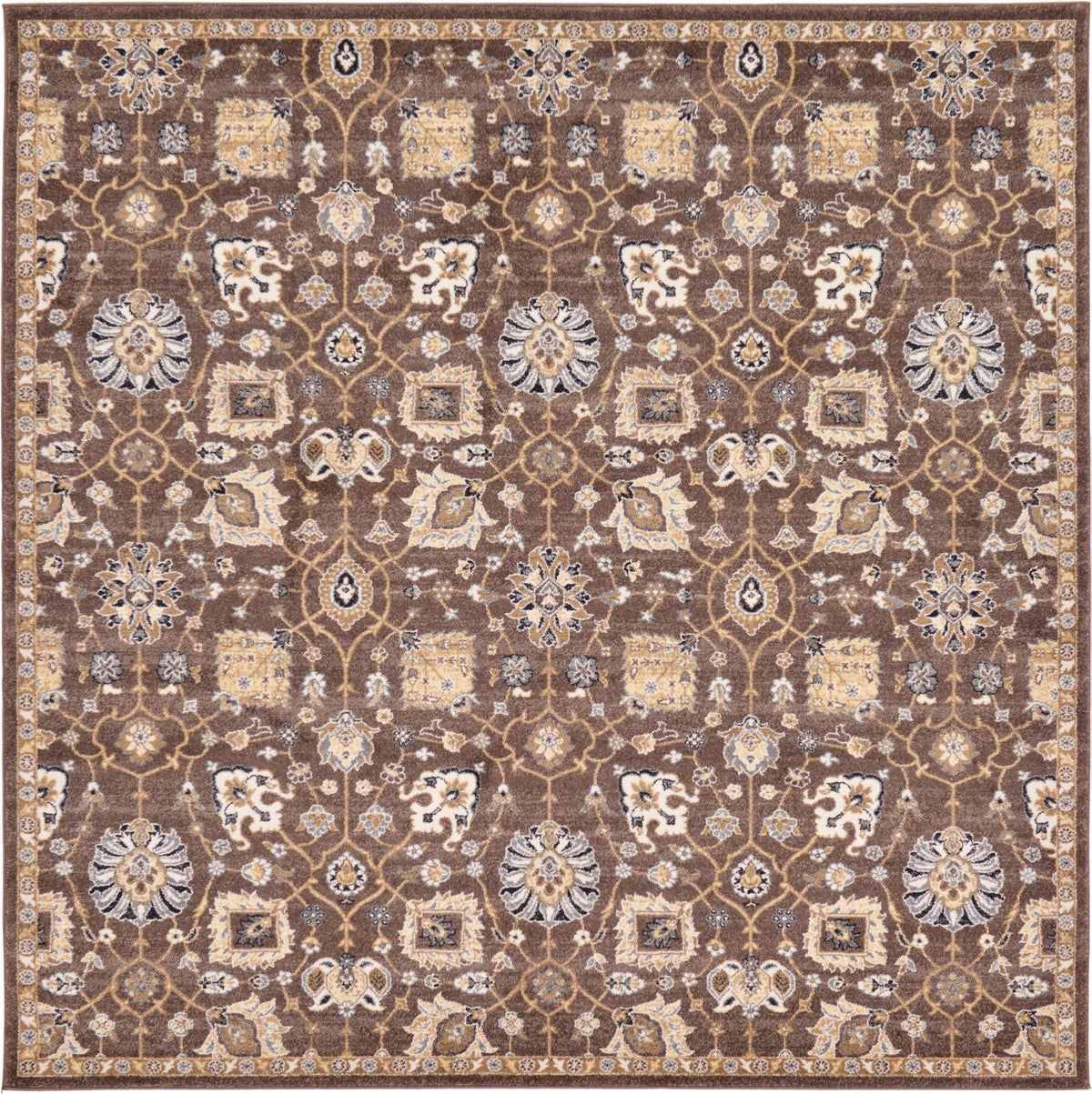 Antique Tapestry Collection Area Rug - Versailles Square Brown  lifestyle 31