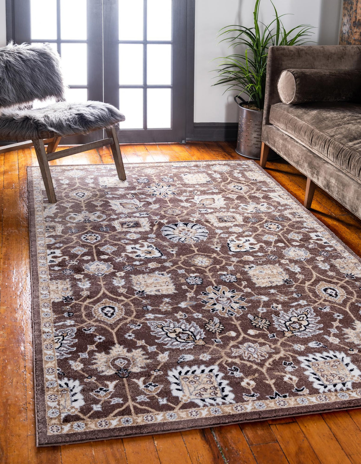 Antique Tapestry Collection Area Rug - Versailles Rectangle Brown  lifestyle 5