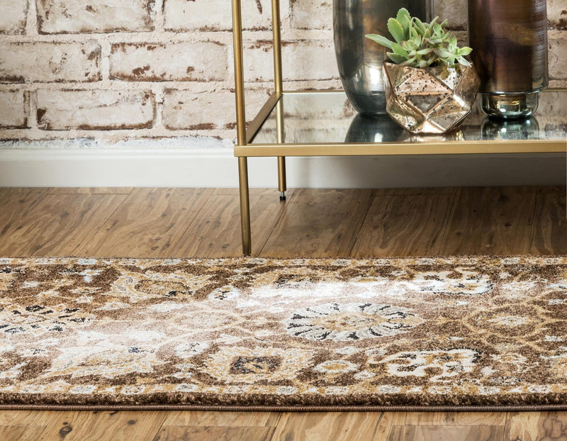 Antique Tapestry Collection Area Rug - Versailles Runner Brown  lifestyle 57