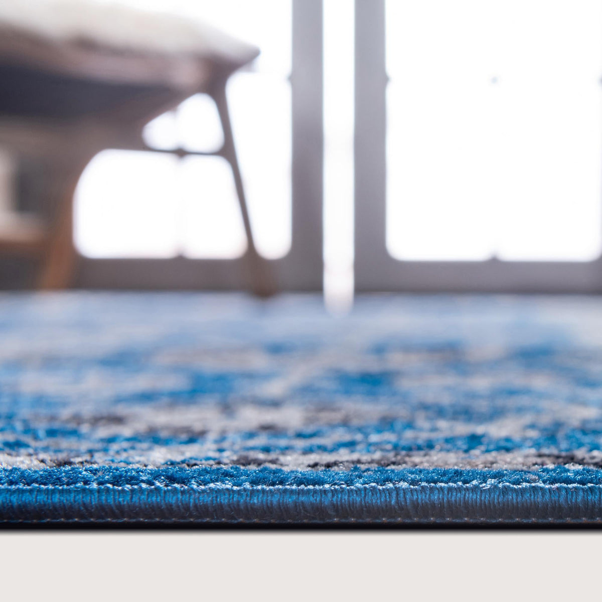Antique Tapestry Collection Area Rug - Versailles Square Blue  lifestyle 63