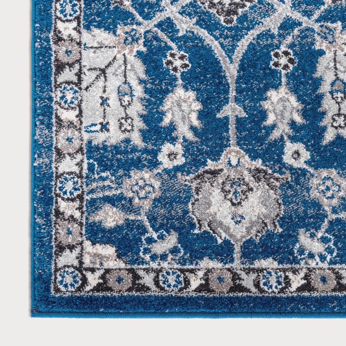 Antique Tapestry Collection Area Rug - Versailles Square Blue  lifestyle 81