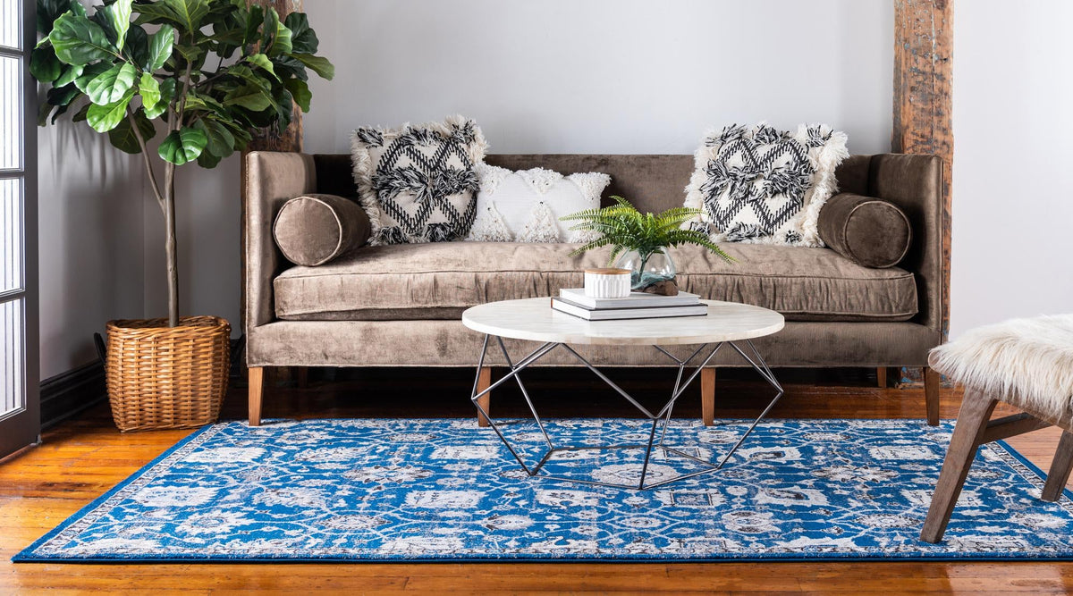 Antique Tapestry Collection Area Rug - Versailles Rectangle Blue  lifestyle 8