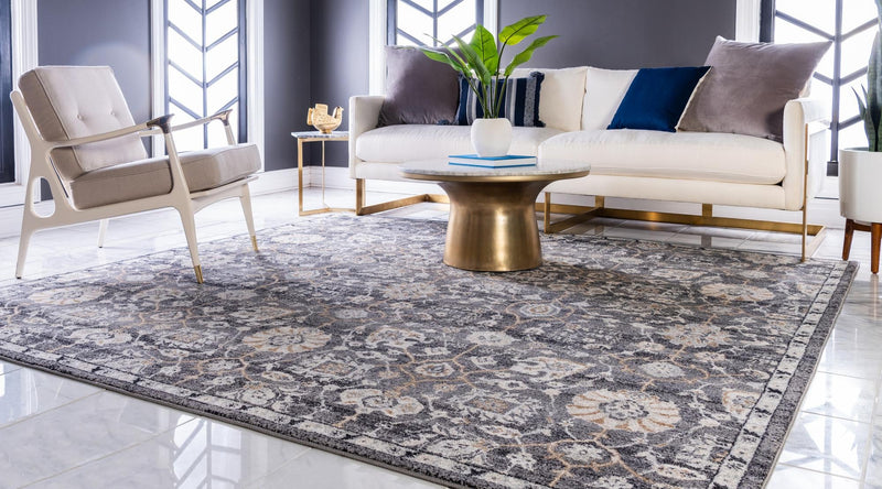 Antique Tapestry Collection Area Rug - Versailles Square Gray  lifestyle 52