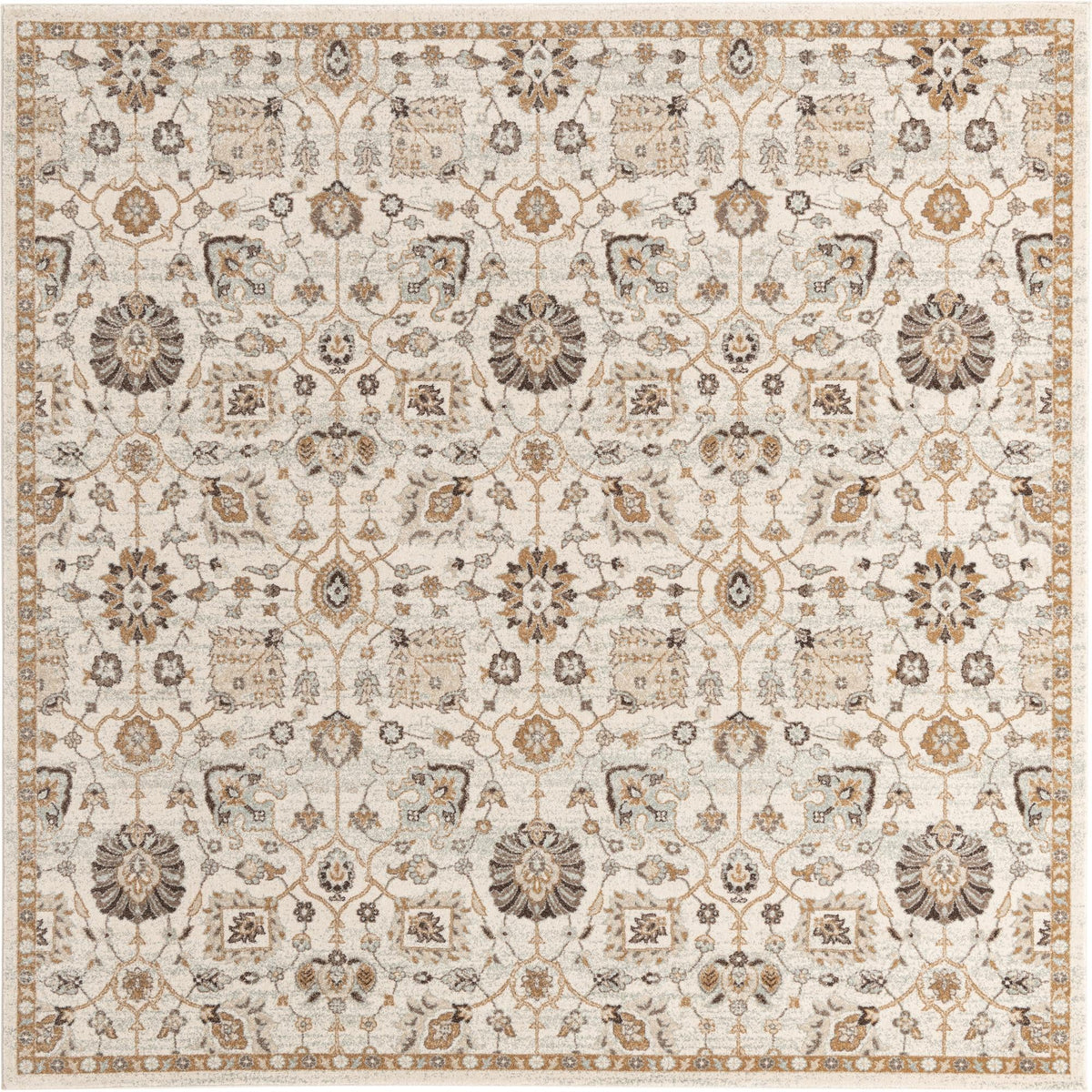 Antique Tapestry Collection Area Rug - Versailles Square Ivory  lifestyle 35