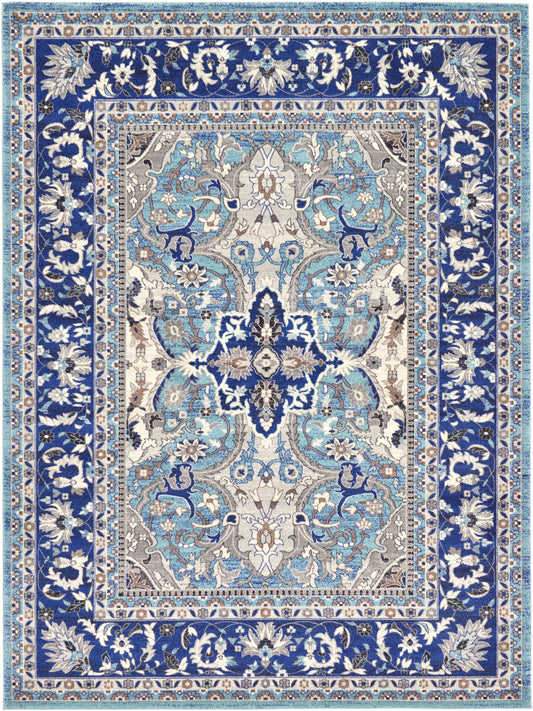Antique Tapestry Collection Area Rug -  Fontainebleau Rectangle Light Blue Main