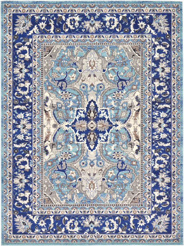 Antique Tapestry Collection Area Rug -  Fontainebleau Rectangle Light Blue Main
