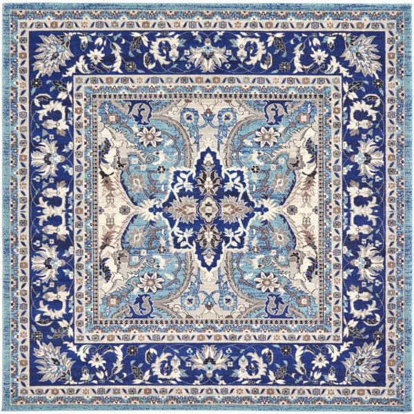 Antique Tapestry Collection Area Rug -  Fontainebleau Square Light Blue  lifestyle 3
