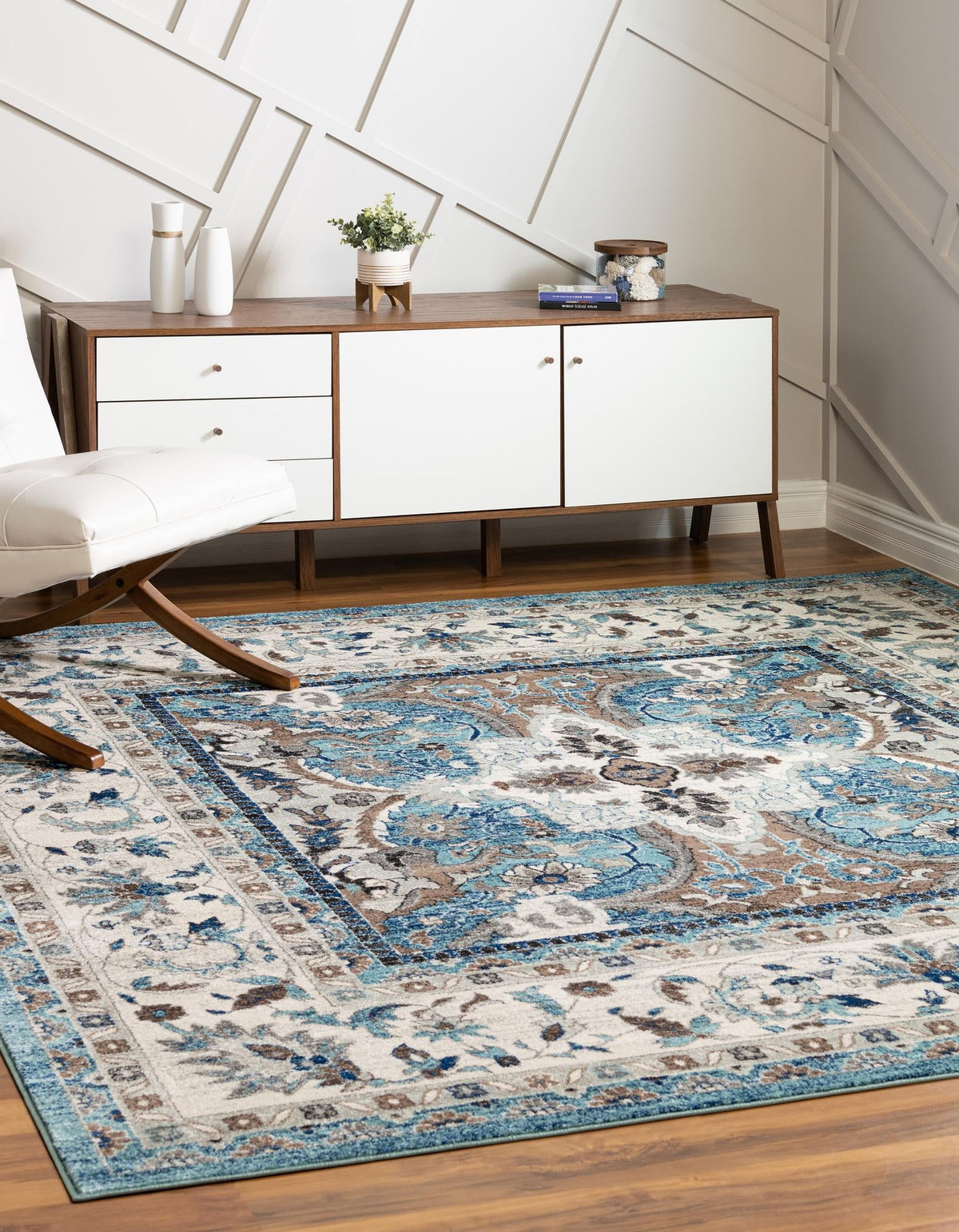 Antique Tapestry Collection Area Rug -  Windsor Square Light Blue  lifestyle 83