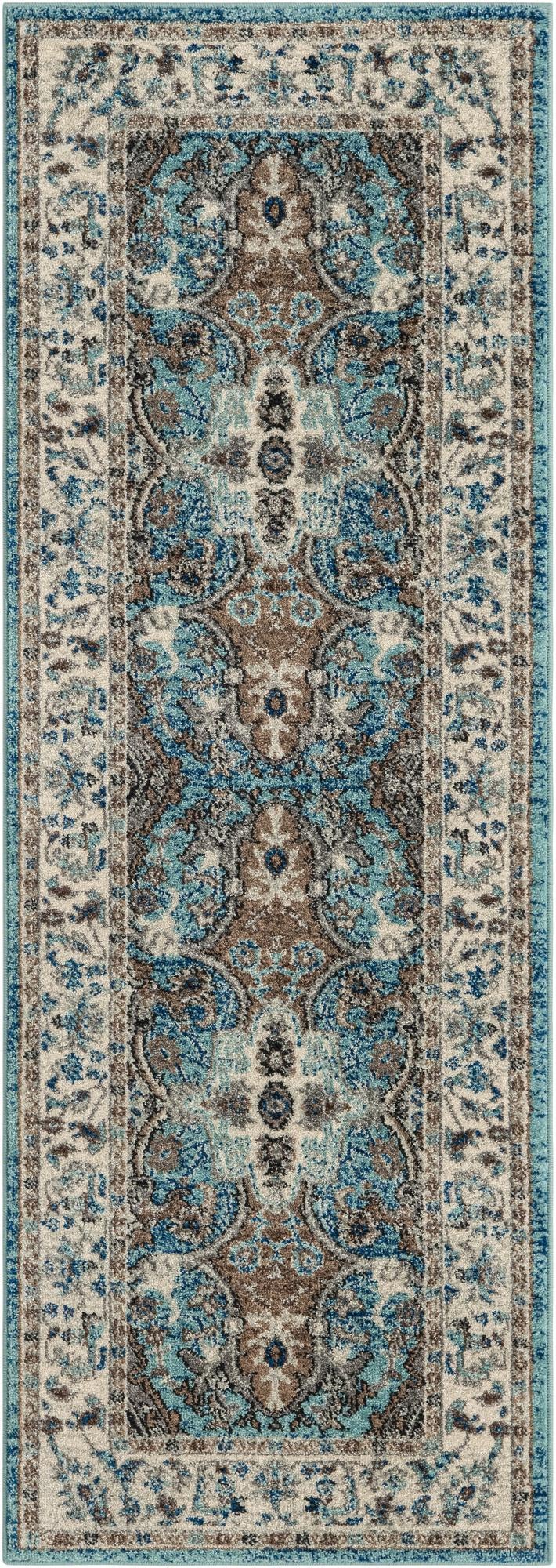Antique Tapestry Collection Area Rug -  Windsor Runner Light Blue  lifestyle 31