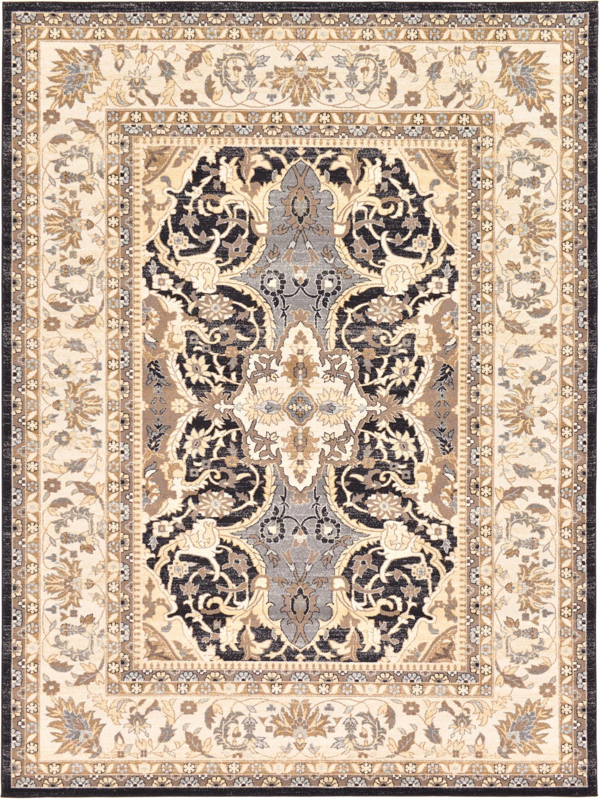 Antique Tapestry Collection Area Rug -  Windsor Rectangle Black  lifestyle 5