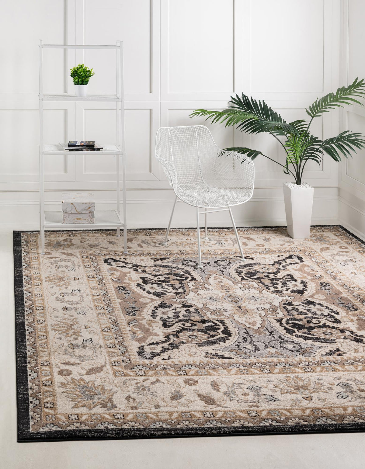 Antique Tapestry Collection Area Rug -  Windsor Square Black  lifestyle 74