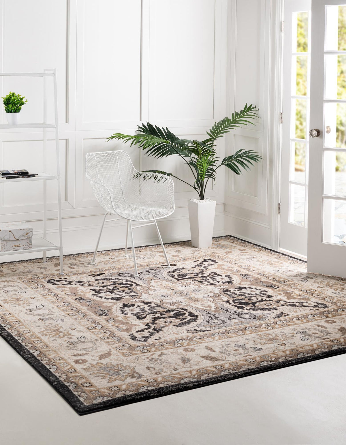 Antique Tapestry Collection Area Rug -  Windsor Square Black  lifestyle 85
