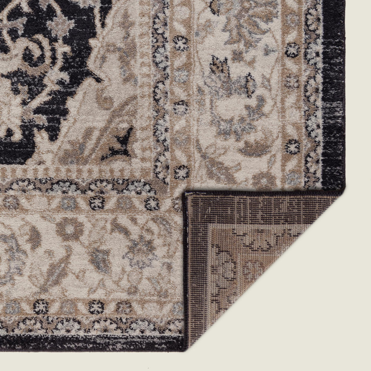 Antique Tapestry Collection Area Rug -  Windsor Square Black  lifestyle 120