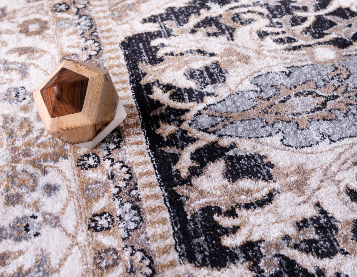 Antique Tapestry Collection Area Rug -  Windsor Rectangle Black  lifestyle 34