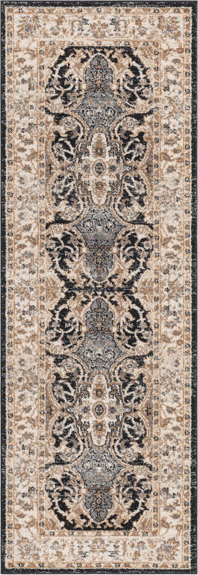 Antique Tapestry Collection Area Rug -  Windsor Runner Black  lifestyle 52