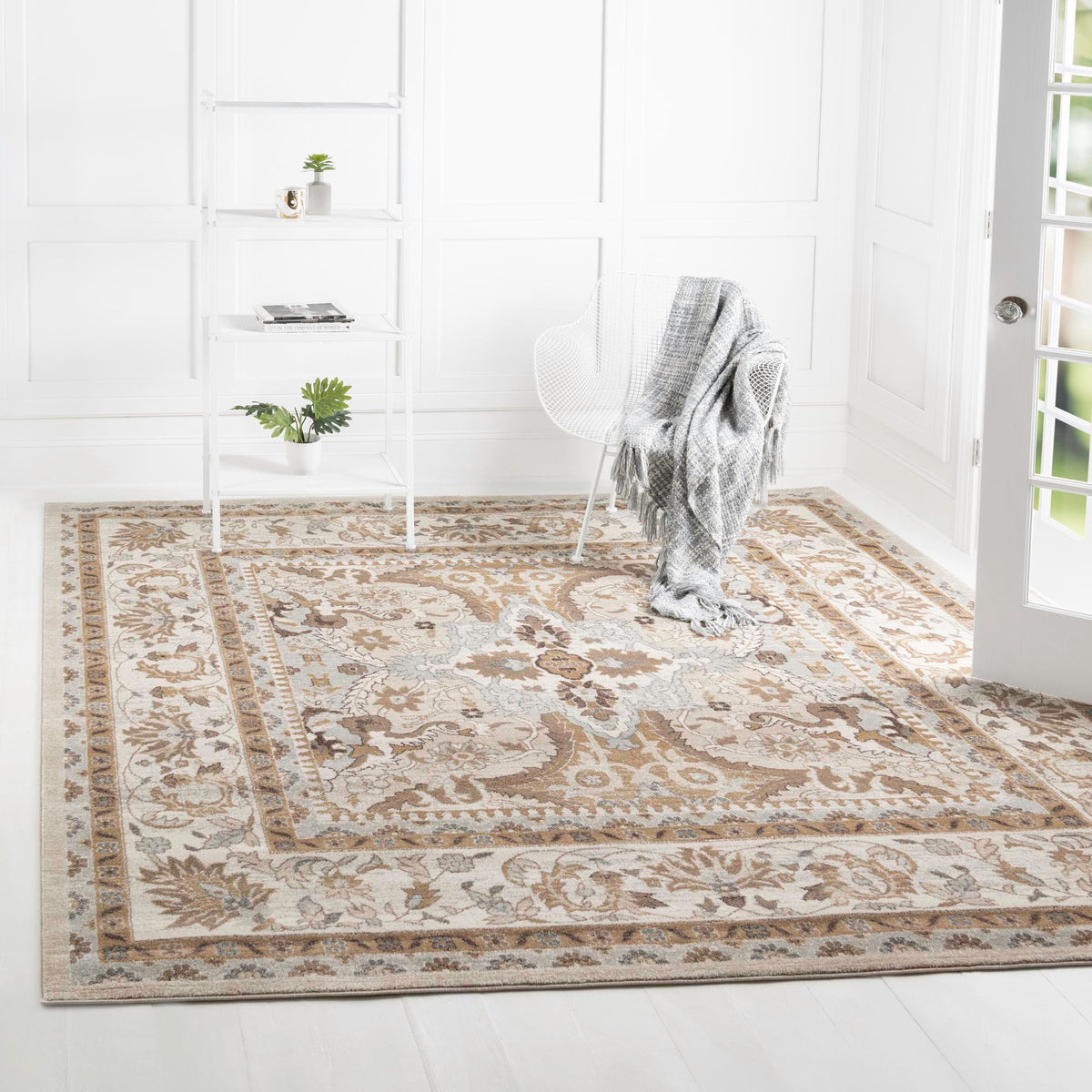 Antique Tapestry Collection Area Rug -  Windsor Square Cream  lifestyle 37