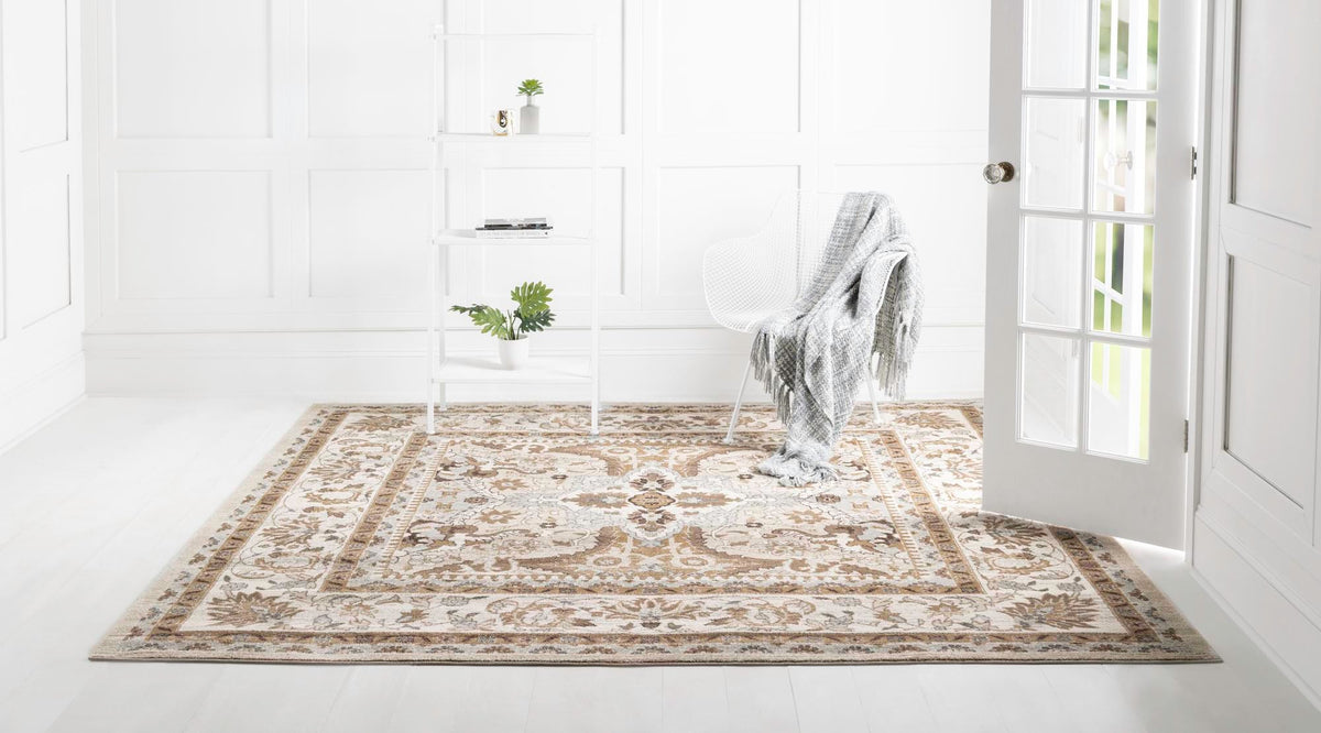 Antique Tapestry Collection Area Rug -  Windsor Square Cream  lifestyle 41