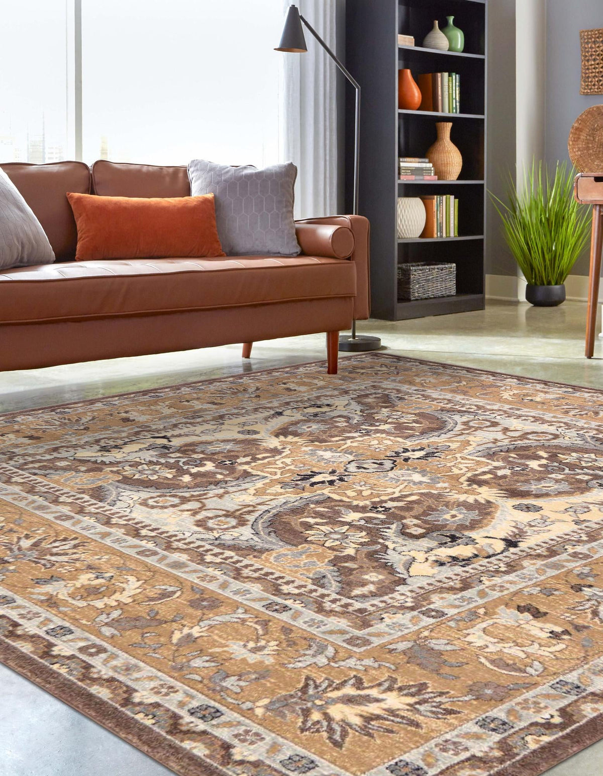 Antique Tapestry Collection Area Rug -  Windsor Square Brown  lifestyle 87