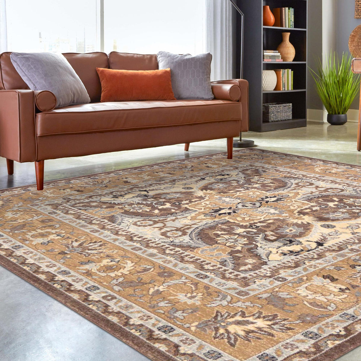 Antique Tapestry Collection Area Rug -  Windsor Square Brown  lifestyle 127