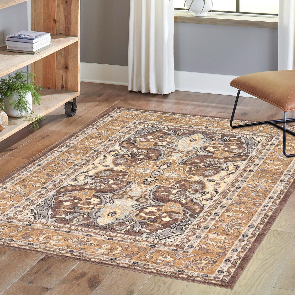Antique Tapestry Collection Area Rug -  Windsor Rectangle Brown  lifestyle 58