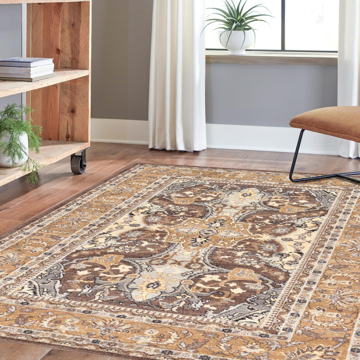 Antique Tapestry Collection Area Rug -  Windsor Rectangle Brown  lifestyle 60