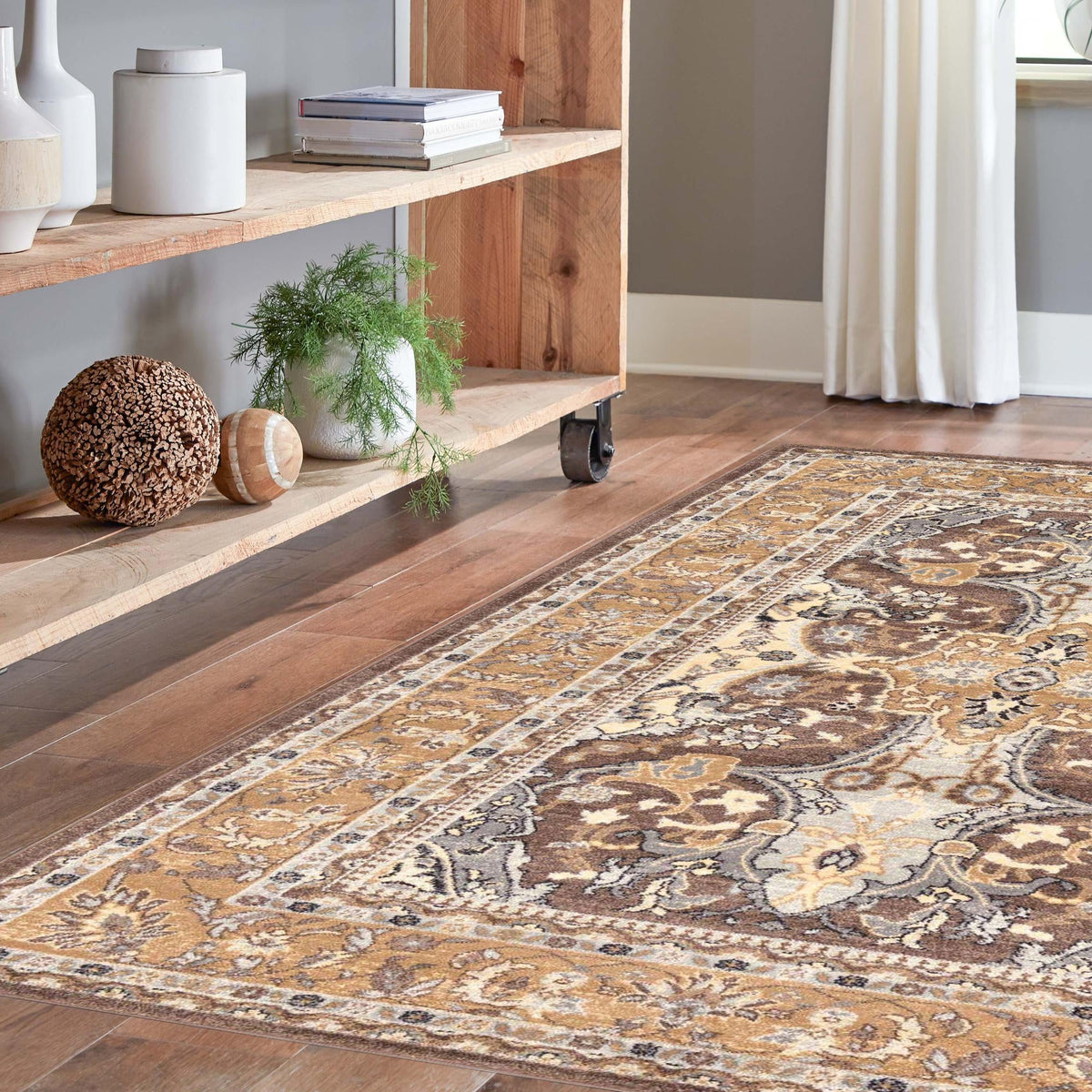 Antique Tapestry Collection Area Rug -  Windsor Rectangle Brown  lifestyle 62