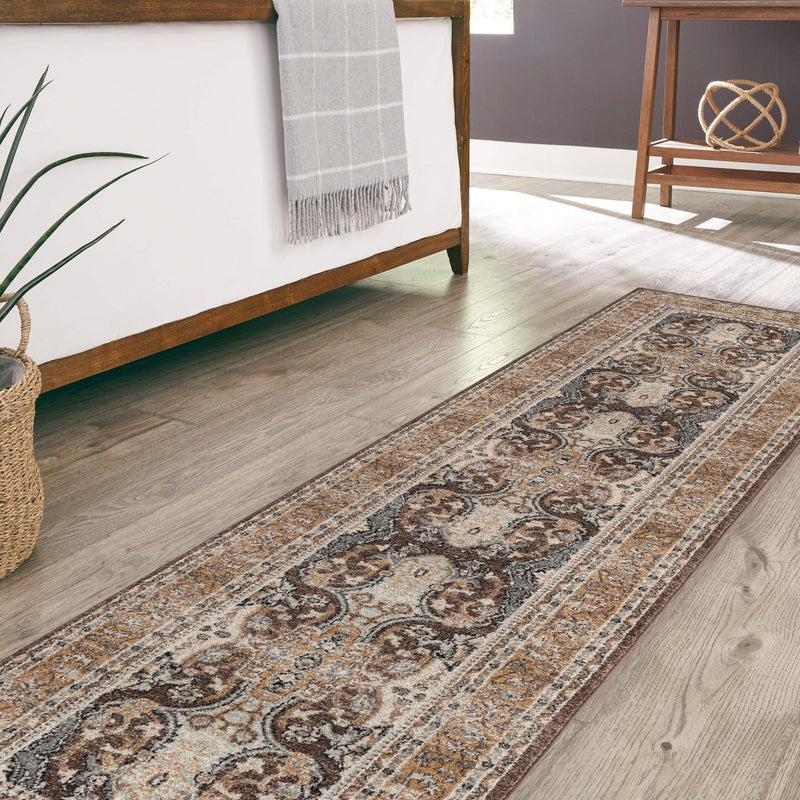 Antique Tapestry Collection Area Rug -  Windsor Runner Brown  lifestyle 55