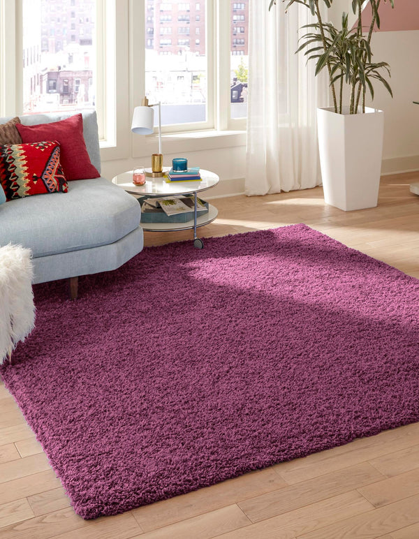 Plush Oasis Collection Area Rug - Serenity (Eggplant Purple) Square Eggplant Purple  lifestyle 0