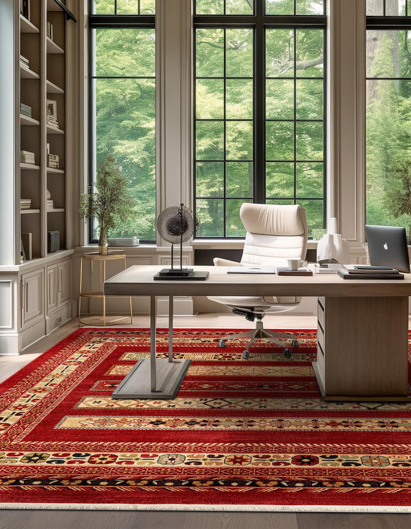 Zagros Oasis Collection Area Rug -  Khorramabad Square Rust Red  lifestyle 156