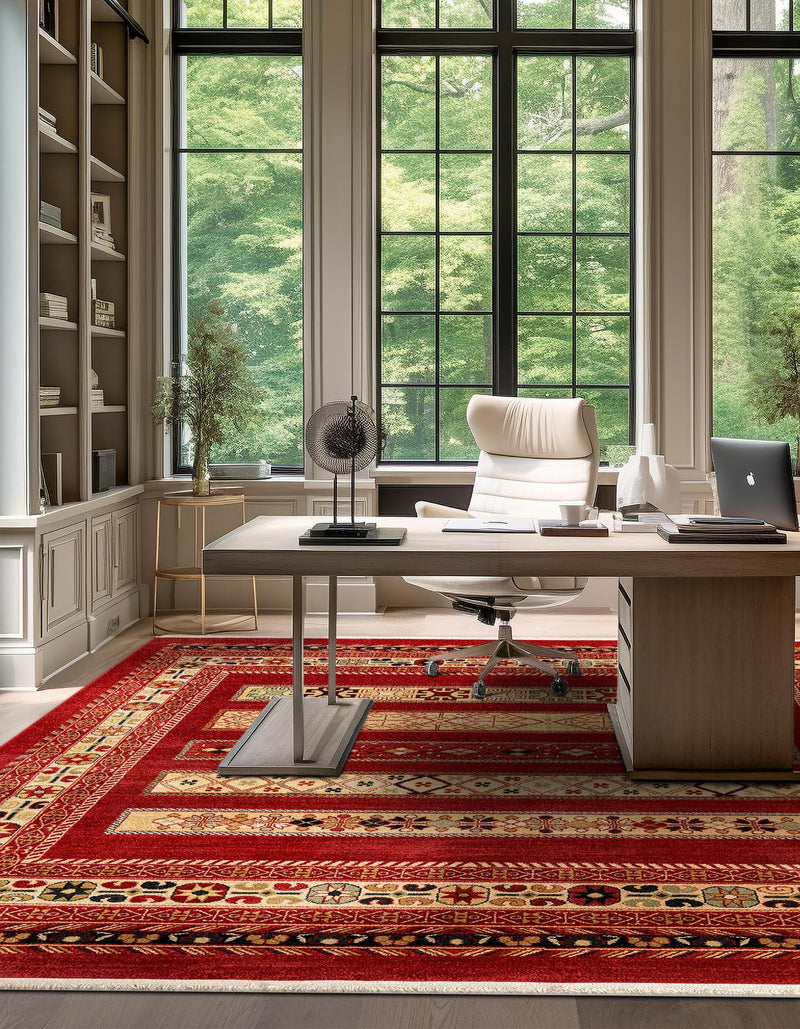 Zagros Oasis Collection Area Rug -  Khorramabad Square Rust Red  lifestyle 156