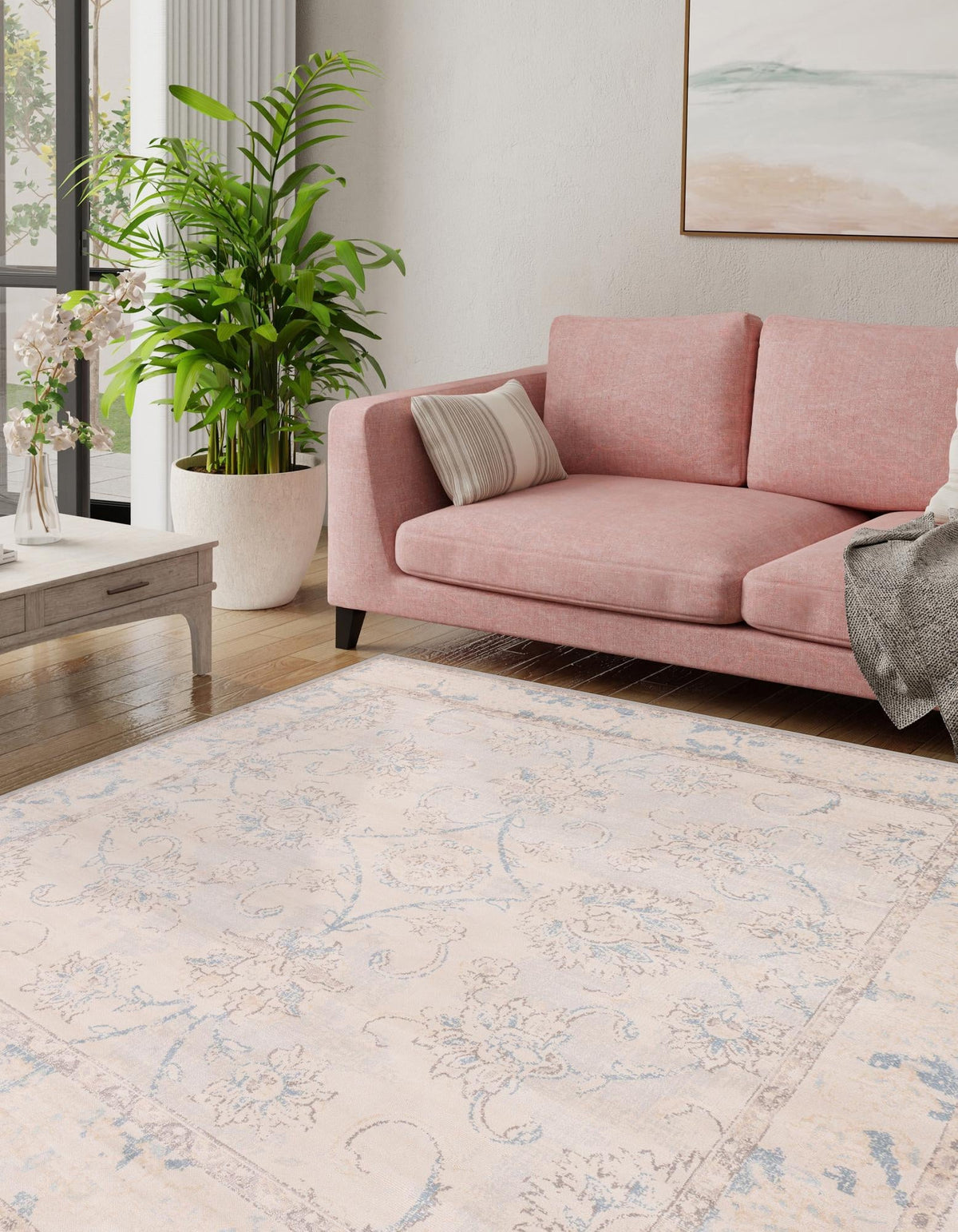 Heritage Retreat Collection Area Rug -  Hearth Square Beige  lifestyle 45