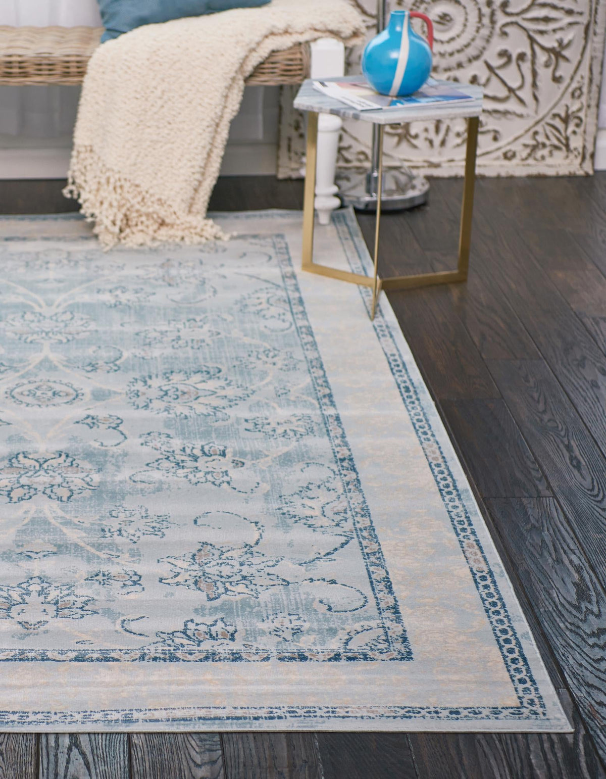 Heritage Retreat Collection Area Rug -  Hearth Rectangle Light Blue  lifestyle 4